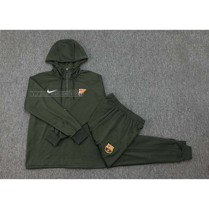 Tuta da Track de Felpa del Barcellona Bambino 2023-2024 Verde Oscuro